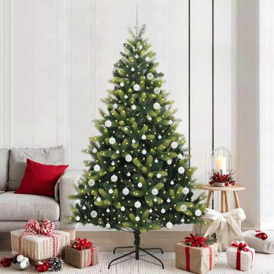 vidaXL Umelý skladací vianočný stromček 300 LED diód Zelená 210 cm