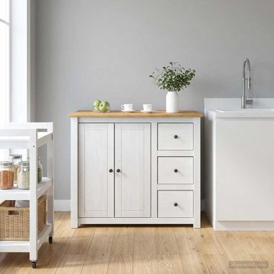 vidaXL Kuchynský vozík so zásuvkou PANAMA 2 pcs Biely a vosk z medu