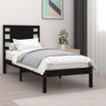 vidaXL Posteľný rám čierny drevený masív 75x190cm malé jednolôžko