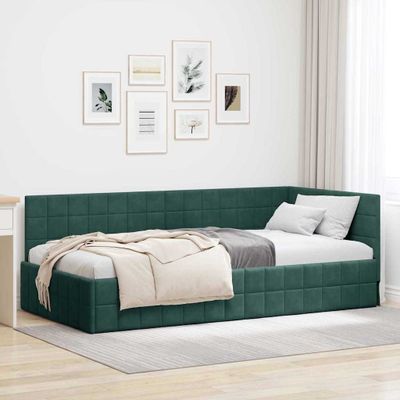 vidaXL Rohový rám postele Tmavozelená 100 cm x 200 cm Zamat
