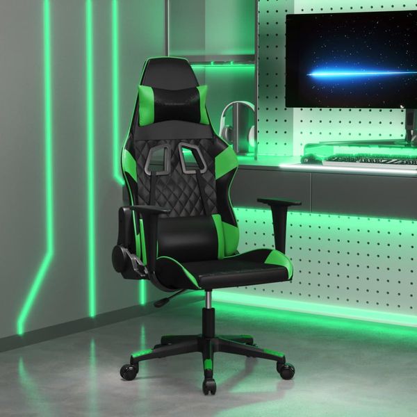 vidaXL Herná stolička čierna a zelená umelá koža