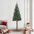 vidaXL Úzky vianočný stromček s 300 LED-i so stojanom Zelená 210 cm