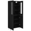 vidaXL Highboard Biely a čierny dub 69,5 x 34 x 180 cm