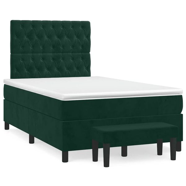 vidaXL Boxspring posteľ s matracom, tmavozelená 120x190cm, zamat