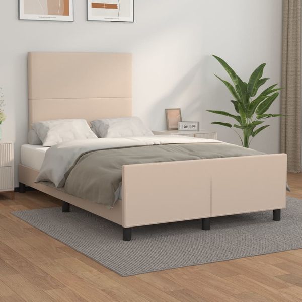 vidaXL Posteľný rám s čelom kapučínový 120x200 cm umelá koža