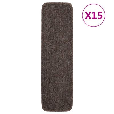 vidaXL Protišmykové nášľapy na schody 15 ks, 75x20 cm, hnedé, obdĺžnik