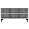 vidaXL TV stolík s kovovými nohami sivý sonoma 103,5x30x50 cm