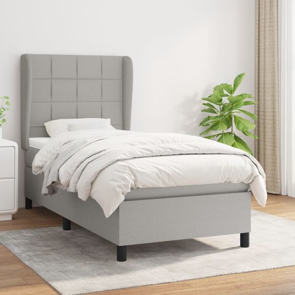 vidaXL Boxspring posteľ s matracom bledosivý 100x200 cm látka