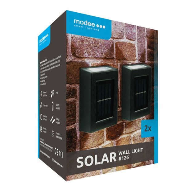 Modee Lighting nástenná solárna LED lampa 126 do exteriéru 2ks (ML-WS126)