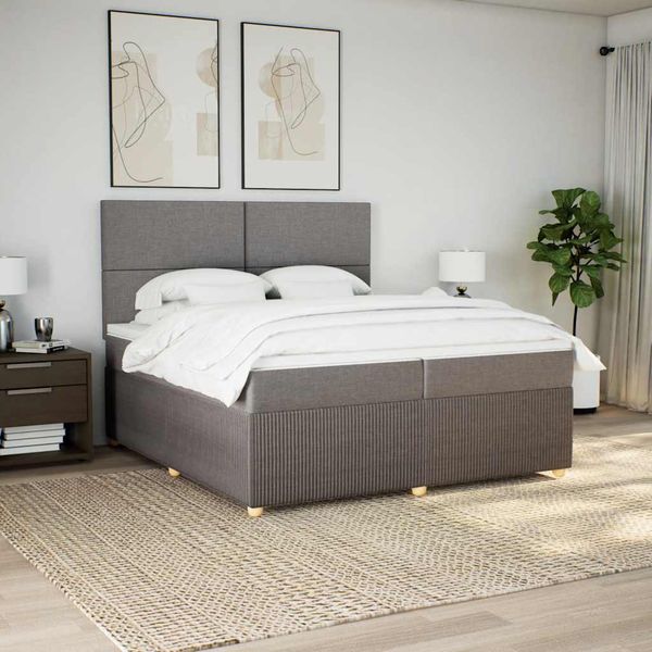 vidaXL Boxspring posteľ s matracom sivohnedý 200x200 cm látka