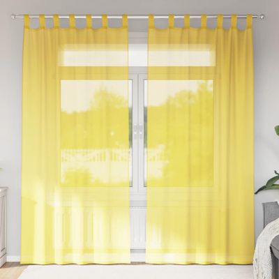 vidaXL Voálové závesy so slučkami, 2 ks, žlté, 140x245 cm