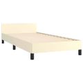 vidaXL Posteľný rám s čelom krémový 100x200 cm umelá koža