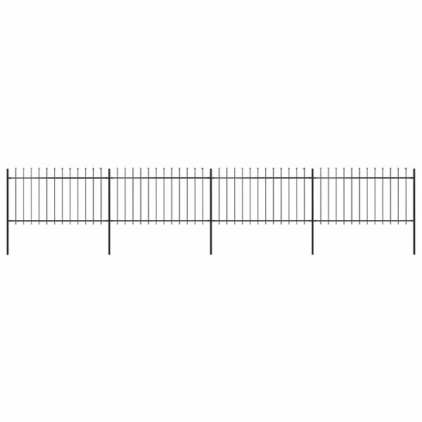 vidaXL Záhradný plot s vrchnou časťou z ocele 714,5x100 cm čierny