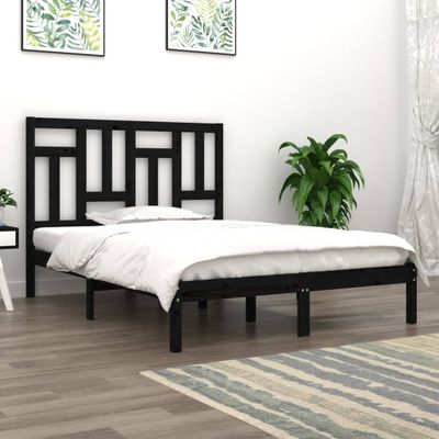 vidaXL Posteľný rám čierny drevený masív 120x190 cm malé dvojlôžko