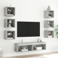 vidaXL 8-dielne TV nástenné skrinky s LED betónovo sivé kompozit.drevo