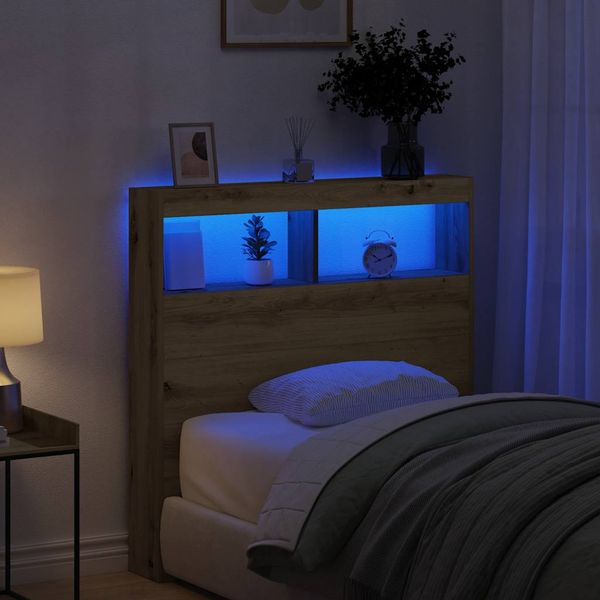 vidaXL Skrinka na čelo postele s LED dub artisan 100x17x102 cm