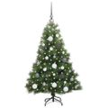 vidaXL Umelý vianočný stromček s 150 LED-i Zelená 120 cm PE a PVC
