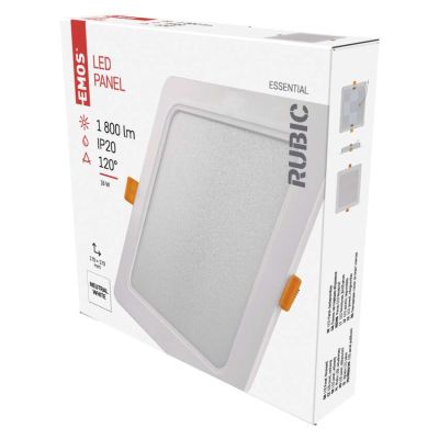 LED prisadené svietidlo RUBIC, štvorcové, biele, 18W, neutrálna biela