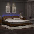 vidaXL Rám postele s LED bez matraca Zadar kapučínový 200x200 cm