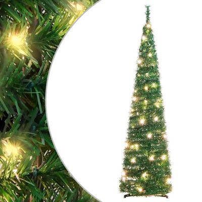 vidaXL Umelý vianočný stromček vyskakovací 50 LED zelený 120 cm