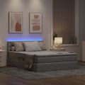 vidaXL LED úložná posteľ s matracom Svetlosivá 140 x 200 cm Látka