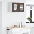 vidaXL Nástenný sklenený kabinet PORTO Hnedý dub 60 x 31 x 40 cm