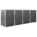 vidaXL Ohrada na 4 odpadkové koše 276,5x77,5x115 cm nerezová oceľ