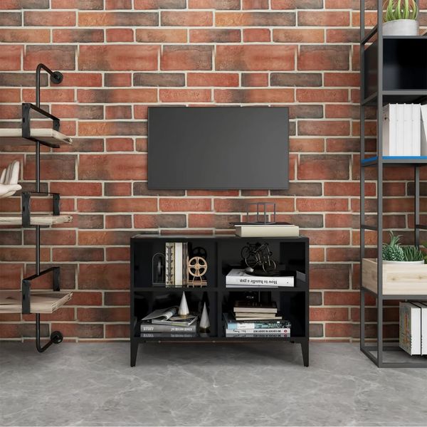 vidaXL TV stolík nohy z kovu lesklý čierny 69,5x30x50 cm