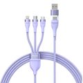 USB kábel 3v1 Baseus Flash Series 2, USB-C + micro USB + Lightning, 100 W, 1,5 m (fialový)