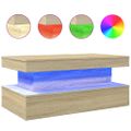 vidaXL Konferenčný stolík s LED osvetlením dub sonoma 90x50x40 cm