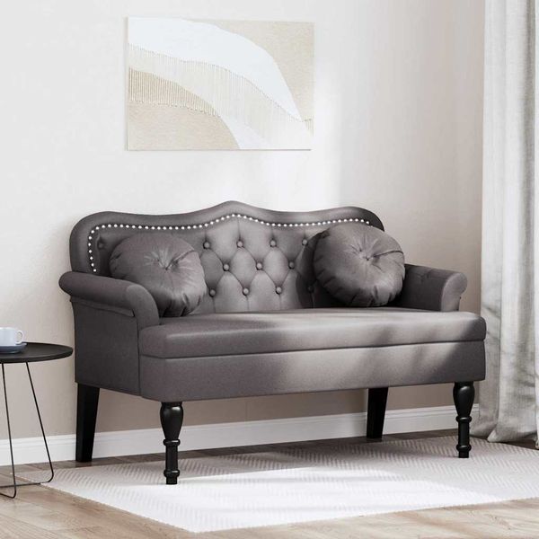 vidaXL Chesterfield lavica Sivá 120,5 x 65 x 75 cm Umelá koža