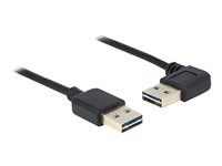 Kábel USB - USB (M) ľavý/pravý uhol, reverzibilný na USB (M) reverzný - USB 2.0 - 50 cm - čierna