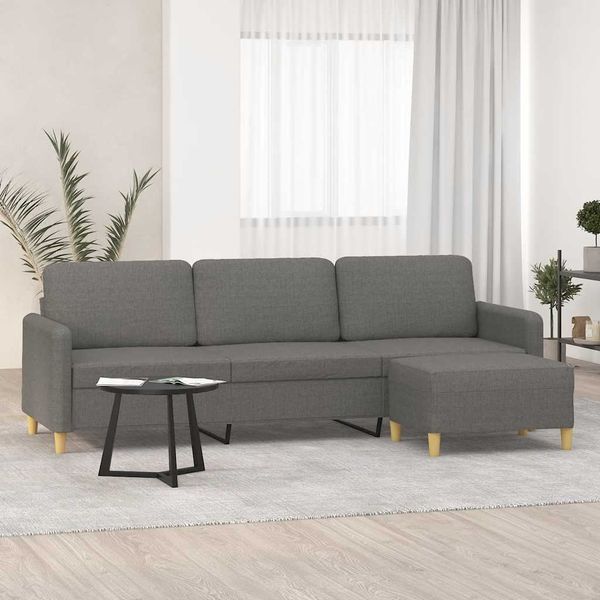 vidaXL 3-miestna pohovka s podnožkou tmavosivá 210 cm látka