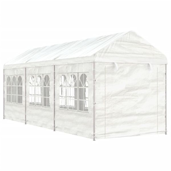 vidaXL Altánok so strechou, biely 6,69x2,28x2,69 m, polyetylén