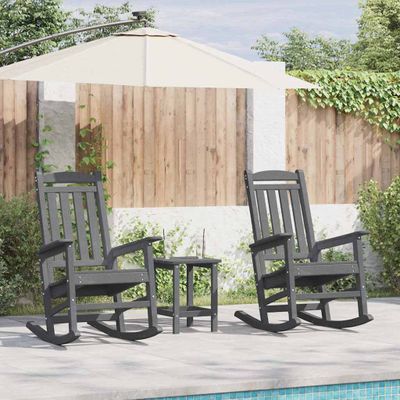 vidaXL Hojdacie kreslo 3 pcs Svetlosivá Polyetylén