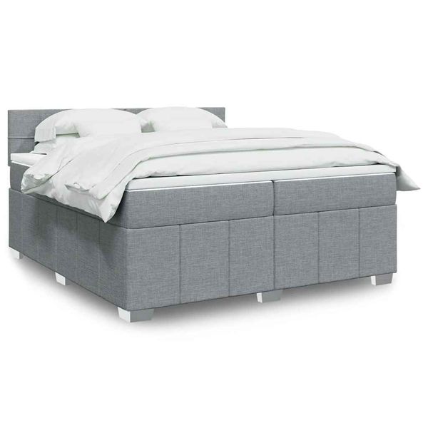 vidaXL Posteľný rám boxsping s matracom bledosivý 200x200 cm látka