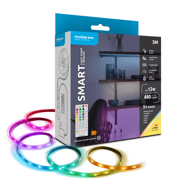 Modee LED Smart pás 12W IP20 +senzor 2700K+RGB (480 lm) 3M (MSL-LS12W3MRGB2700KS-R)