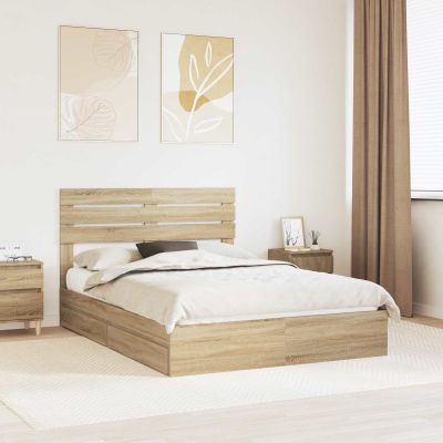vidaXL Úložná posteľ Sonoma dub 160 x 200 cm Kompozitné drevo