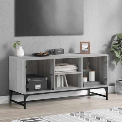 vidaXL TV skrinka so sklenenými dvierkami sivá sonoma 102x37x50 cm