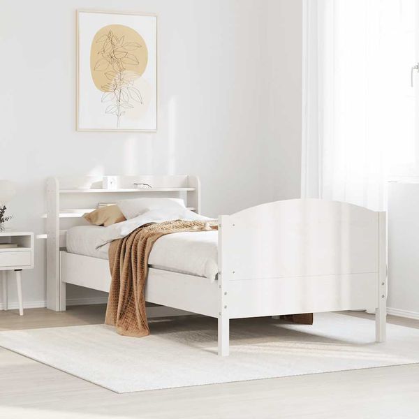 vidaXL Posteľ bez matraca biela 75x190 cm masívna borovica