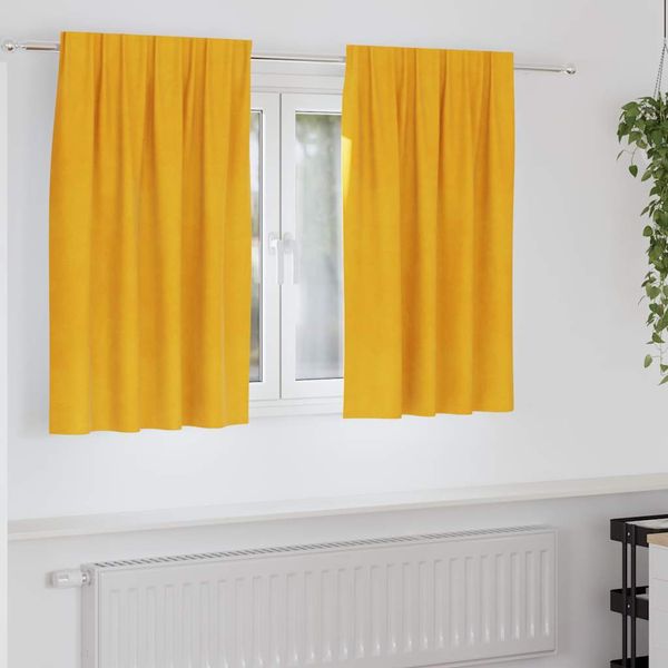 vidaXL Zatemňovacie závesy 2 pcs Horčicová žltá 140 x 140 cm Zamat