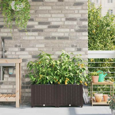 vidaXL Záhradný kvetináč 2 pcs Hnedá 80 x 40 x 37,5 cm Plast