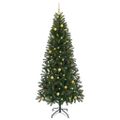 vidaXL Umelý vianočný stromček s 300 LED-i Zelená 240 cm PE a PVC