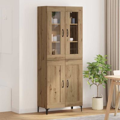 vidaXL Highboard Remeselný dub 69,5 x 34 x 180 cm Kompozitné drevo