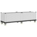 vidaXL Záhradný kvetináč s kolieskami biely 160x50x54 cm PP