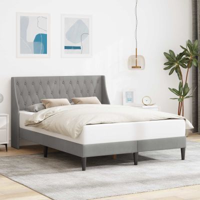 vidaXL Rám postele s čelnou doskou Svetlosivá 140 x 190 cm Zamat