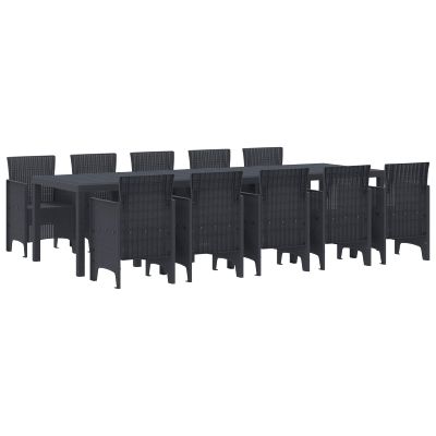 vidaXL Záhradný jedálenský set 11 pcs Antracit Plast