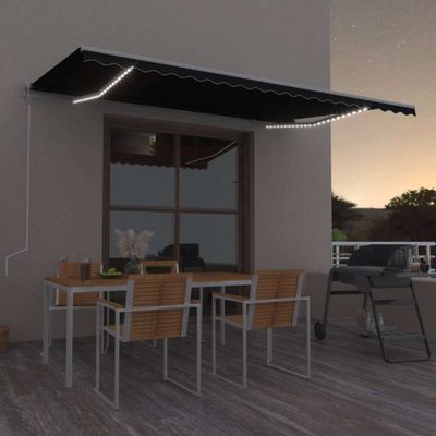 vidaXL Automatická markíza, LED a senzor vetra 500x350 cm, antracitová