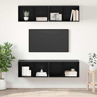 vidaXL Zostava TV skriniek Nástenný 4 pcs Čierny dub 37 x 37 x 72 cm