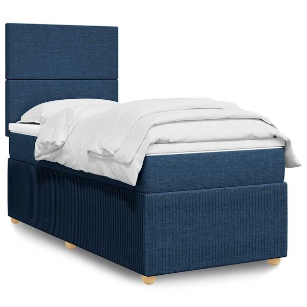 vidaXL Posteľný rám boxsping s matracom modrý 80x200 cm látka